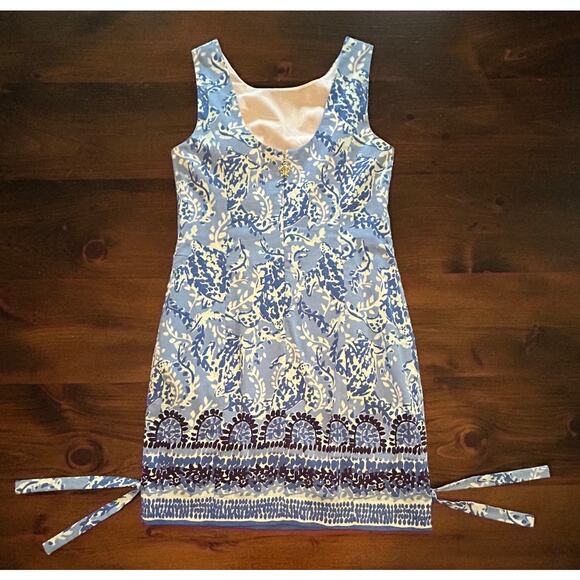 Lilly Pulitzer Blue Peri Turtley Awesome Mila Blue White Dress Women's Size 2 - Picture 7 of 9